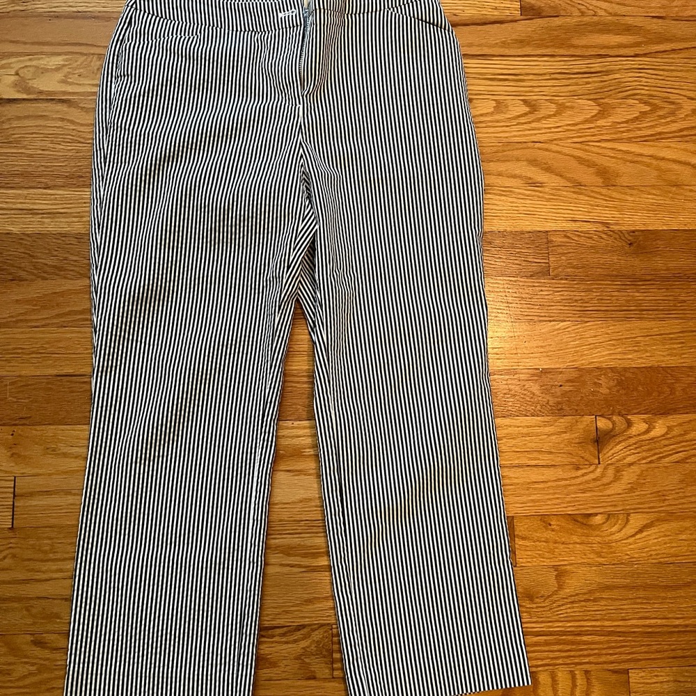 Jones New York Blue and White Striped Straight Leg Pants